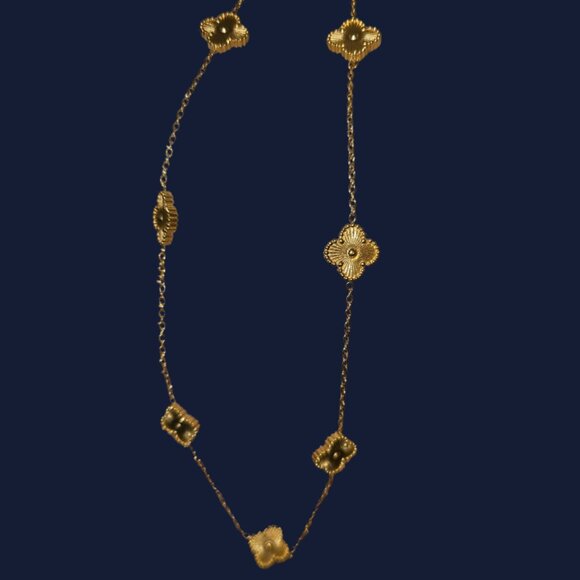 Gold tone - Hope, Faith, Love and Luck Clover Necklace 18 inches extends to 20 - Picture 1 of 9